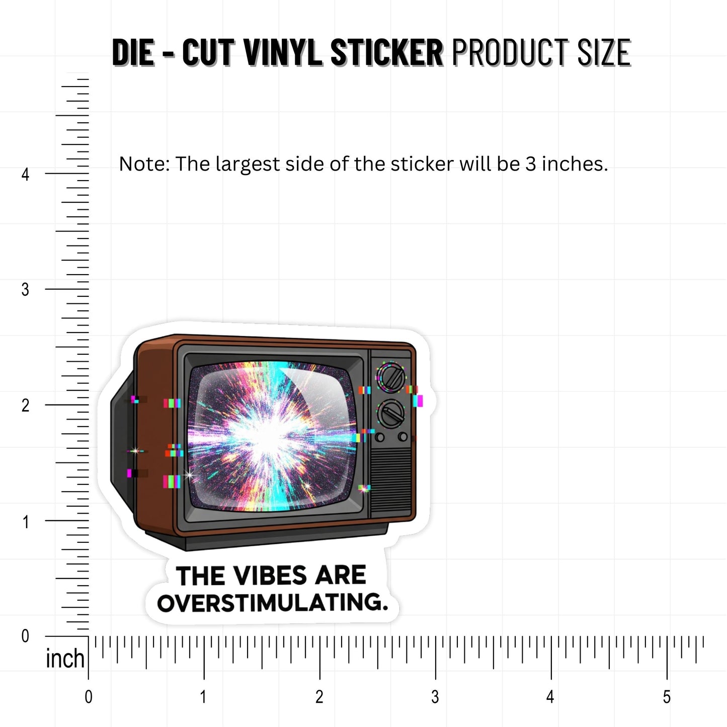 Sensory Overload Sticker - The Vibes are Overstimulating Retro TV