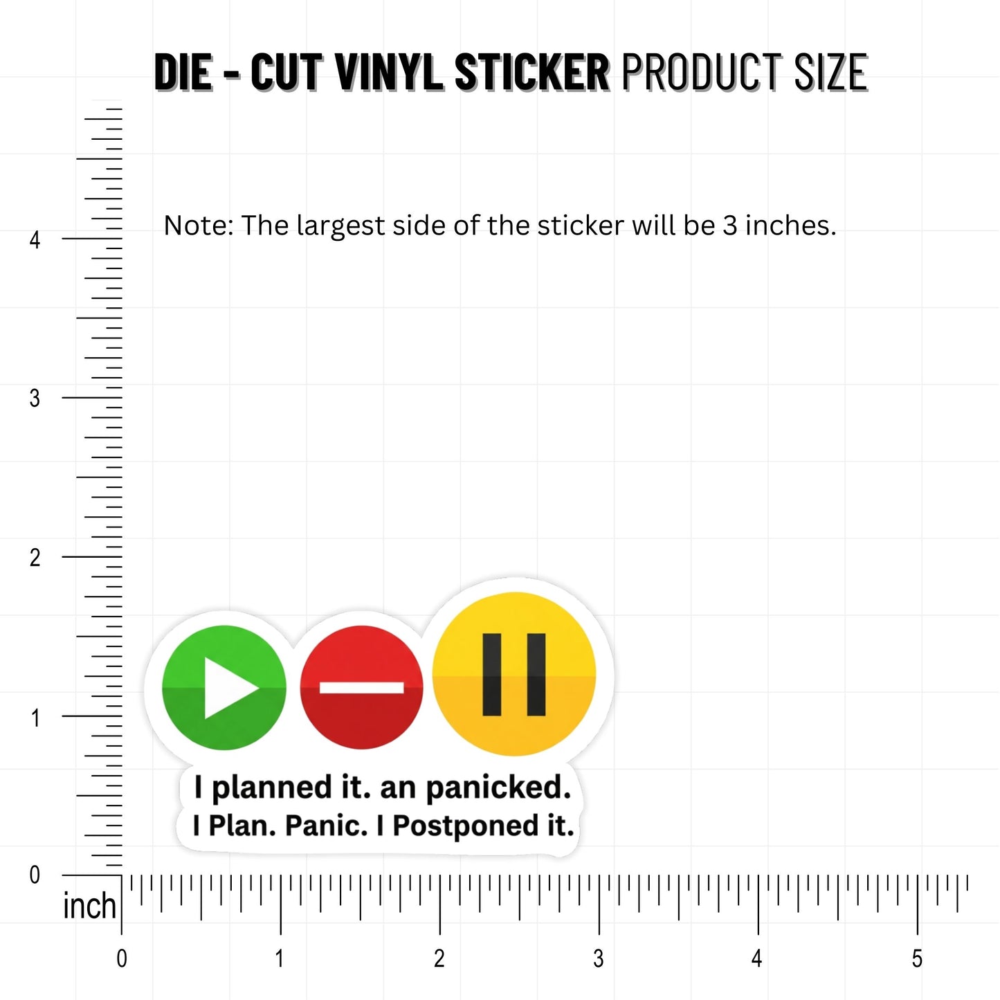 Funny ADHD Sticker - Plan Panic Postpone Control Buttons Vinyl