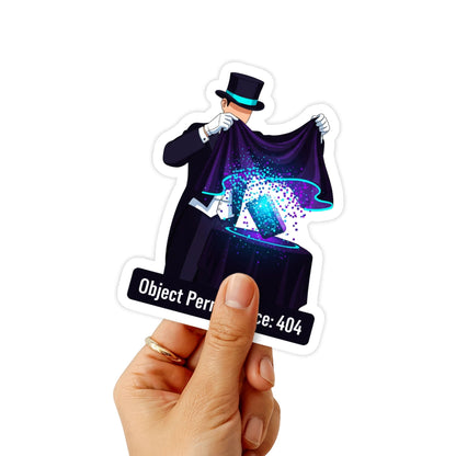 ADHD Object Permanence Sticker - Pixel Error 404 Magician Decal
