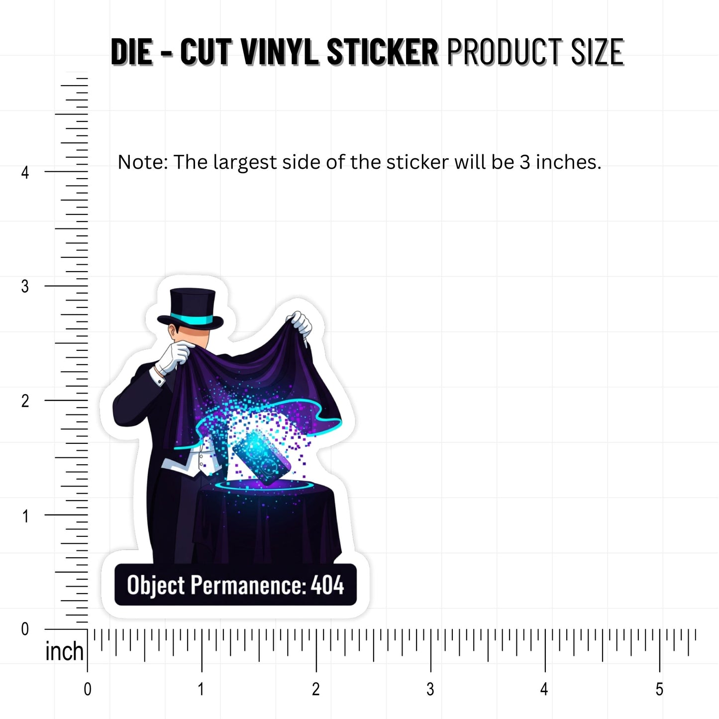 ADHD Object Permanence Sticker - Pixel Error 404 Magician Decal