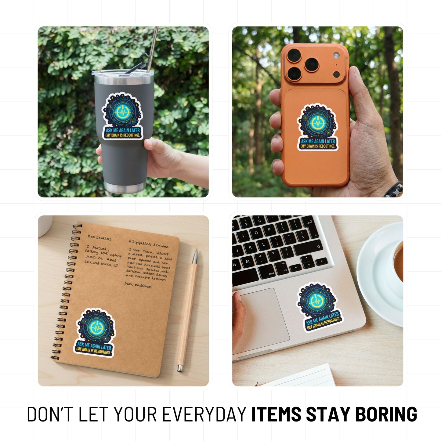 Neurodivergent ADHD Sticker - System Reboot Brain Humor