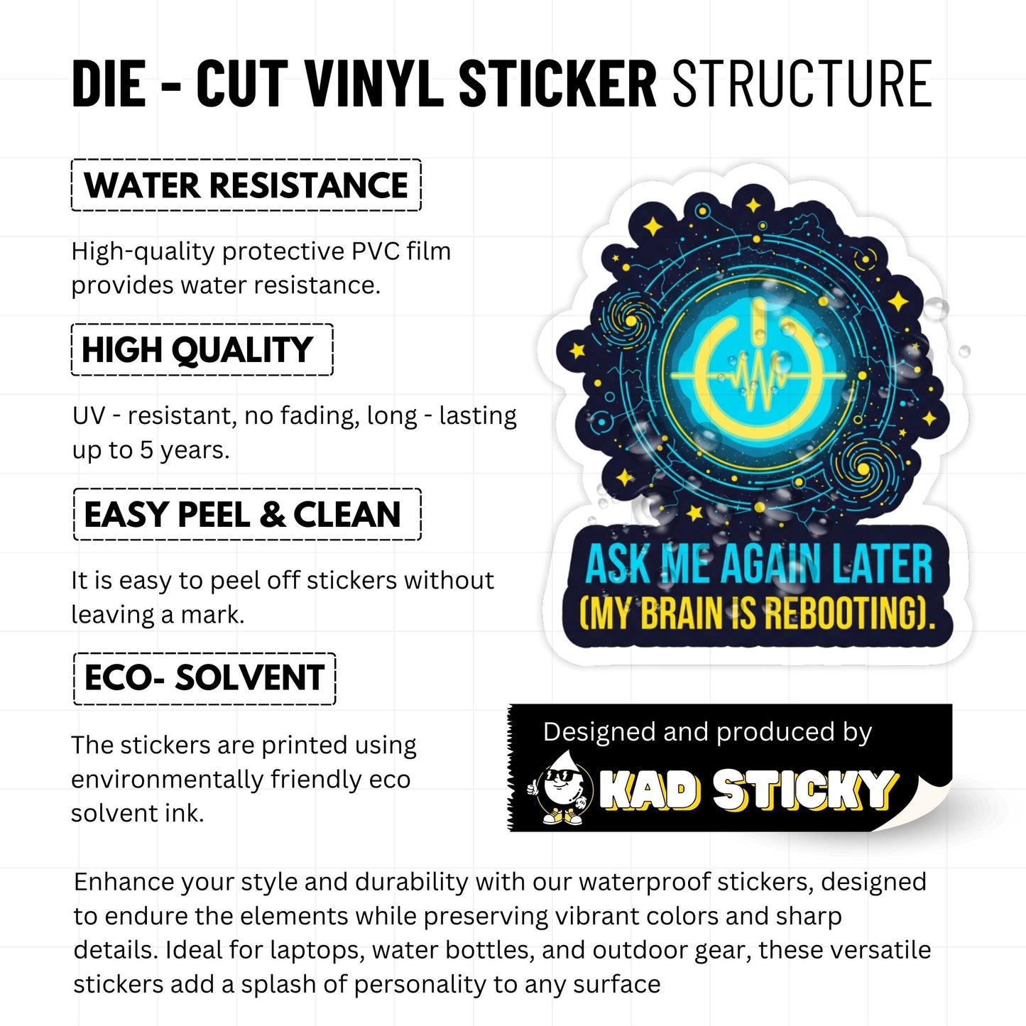 Neurodivergent ADHD Sticker - System Reboot Brain Humor