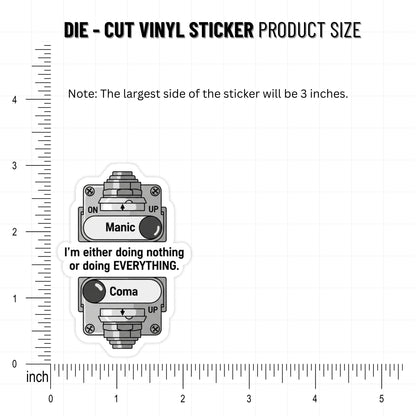 ADHD Light Switch Sticker - "0 or 100" Nothing or Everything Humor