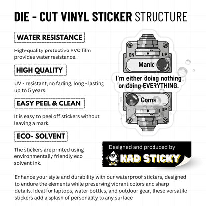 ADHD Light Switch Sticker - "0 or 100" Nothing or Everything Humor