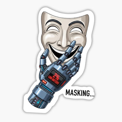 ADHD Masking Low Battery Sticker Cyberpunk Neurodivergent Decal