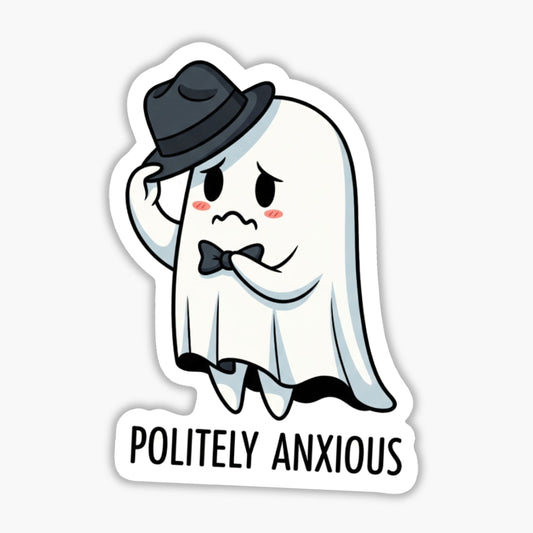 Politely Anxious Ghost Sticker - Social Anxiety Vinyl Decal