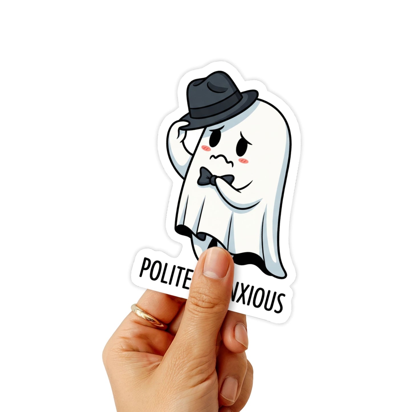 Politely Anxious Ghost Sticker - Social Anxiety Vinyl Decal