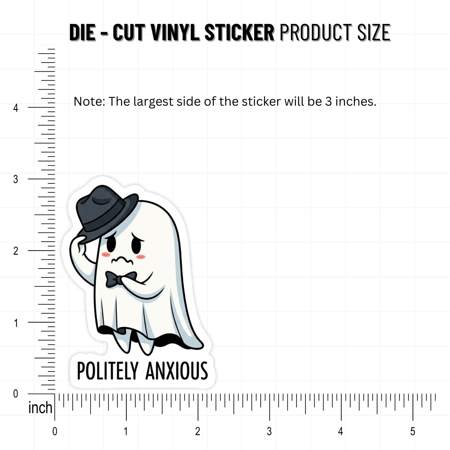 Politely Anxious Ghost Sticker - Social Anxiety Vinyl Decal