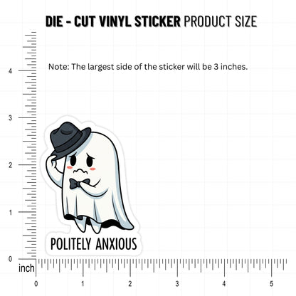 Politely Anxious Ghost Sticker - Social Anxiety Vinyl Decal