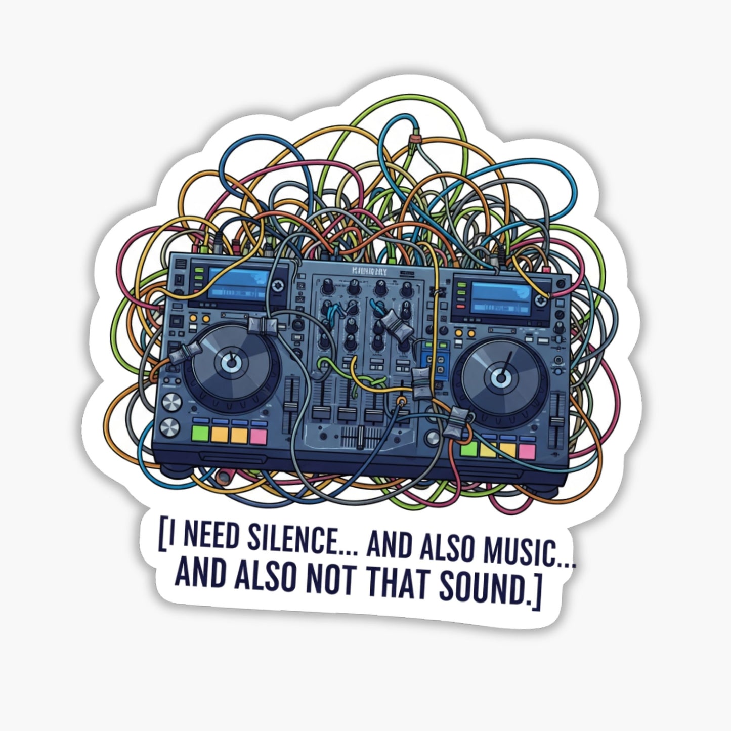 Sensory Overload Sticker - DJ Mixer Silence and Music Vinyl Decal