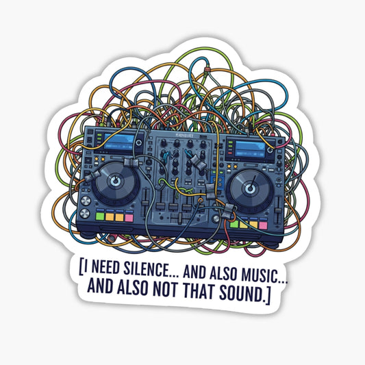 Sensory Overload Sticker - DJ Mixer Silence and Music Vinyl Decal