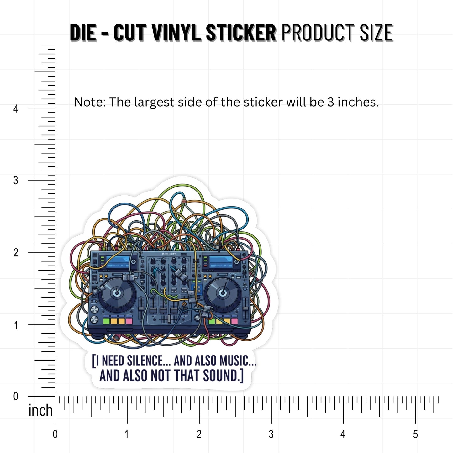 Sensory Overload Sticker - DJ Mixer Silence and Music Vinyl Decal