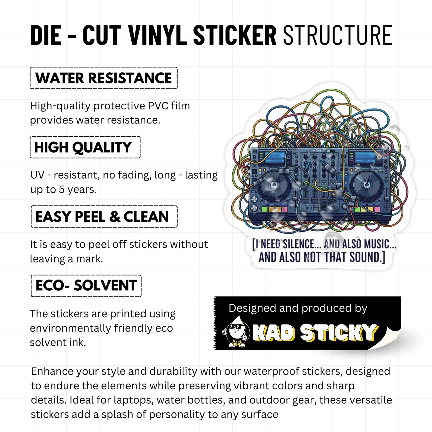 Sensory Overload Sticker - DJ Mixer Silence and Music Vinyl Decal