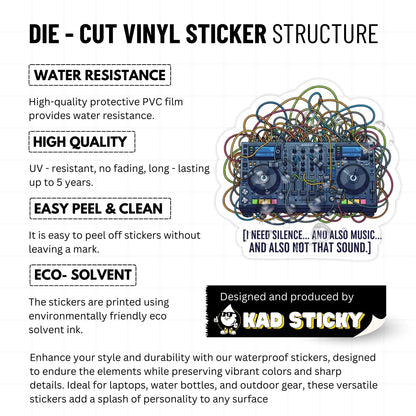 Sensory Overload Sticker - DJ Mixer Silence and Music Vinyl Decal