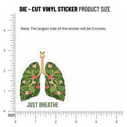 Anxiety Relief Sticker - Just Breathe Botanical Lungs Floral Decal