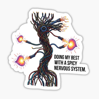 Spicy Nervous System Sticker - Doing My Best Neurodivergent Vinyl Decal