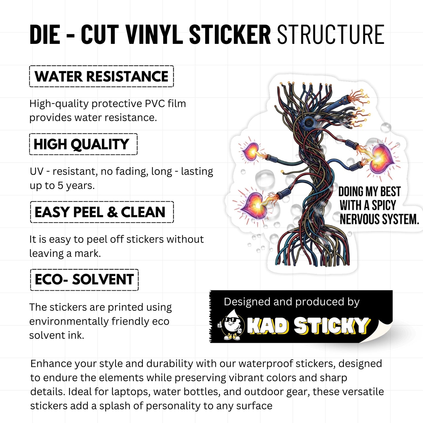 Spicy Nervous System Sticker - Doing My Best Neurodivergent Vinyl Decal