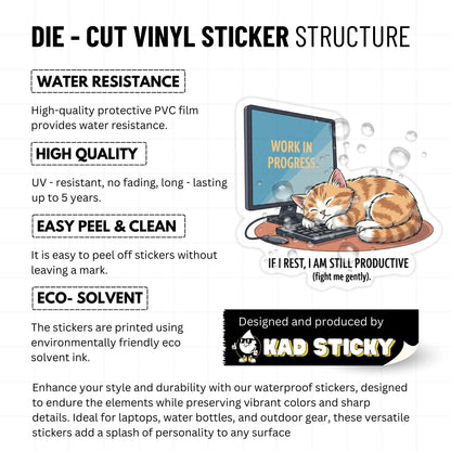 Neurodivergent Cat Sticker - Rest is Productive Vinyl Decal