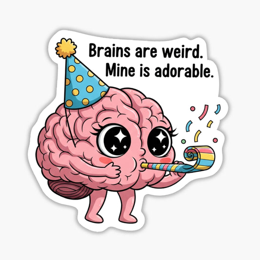 Neurodivergent Brain Sticker - Weirdly Adorable Kawaii Decal