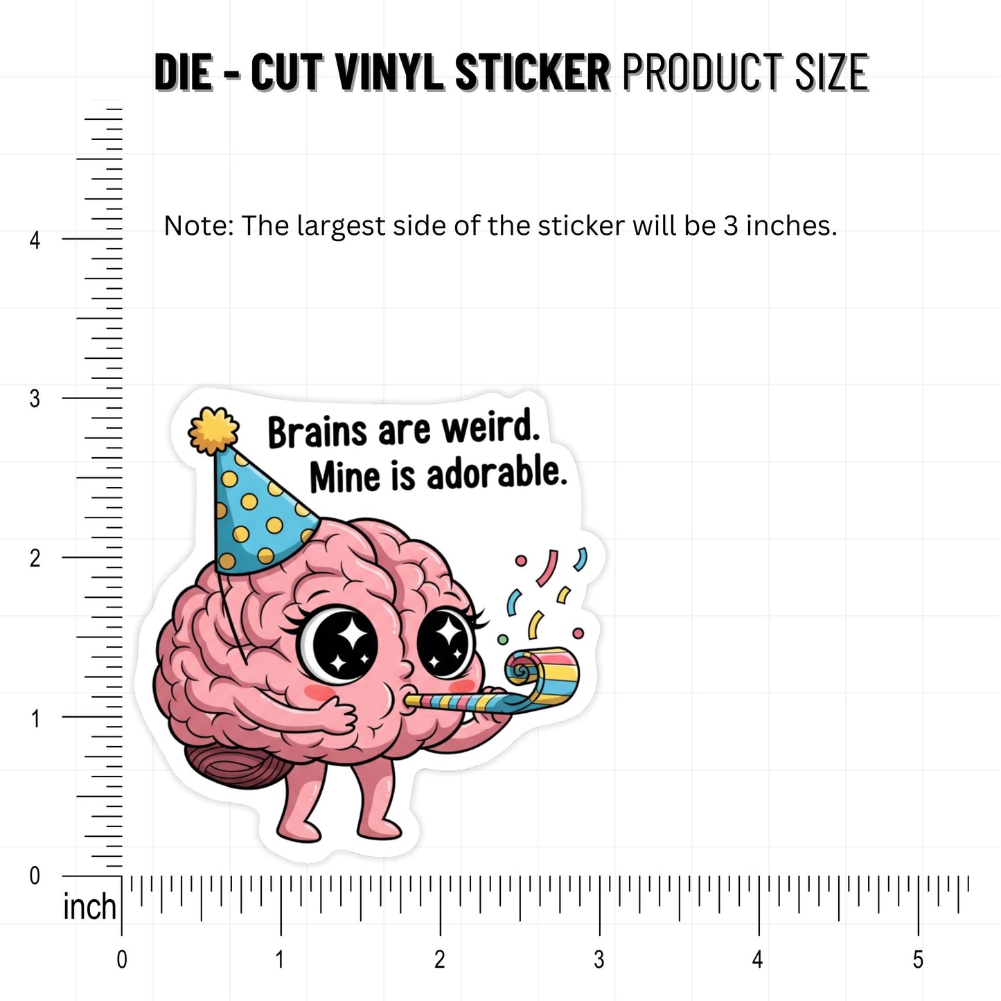 Neurodivergent Brain Sticker - Weirdly Adorable Kawaii Decal