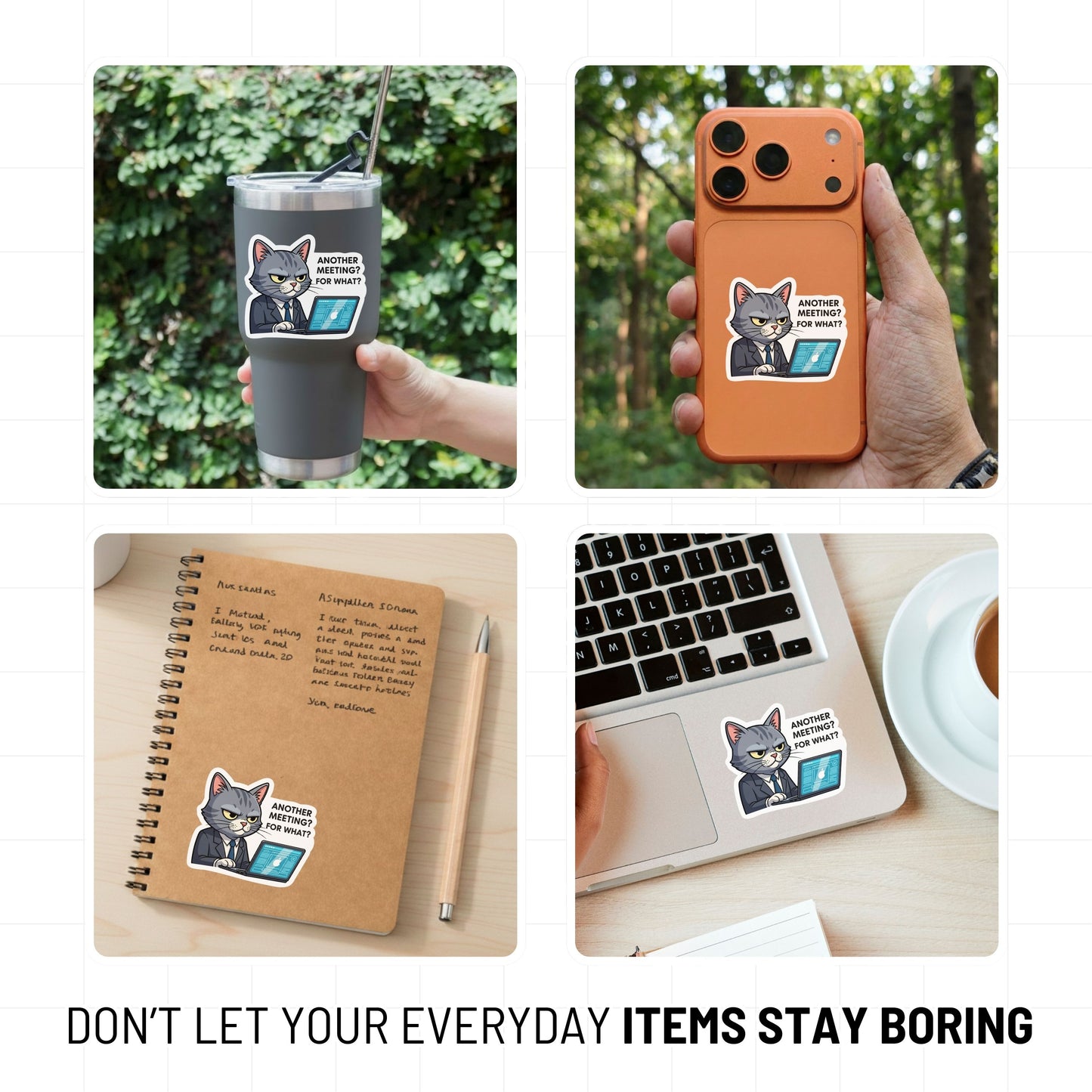 Another Meeting For What Funny Work Sticker Judgmental Cat Decal