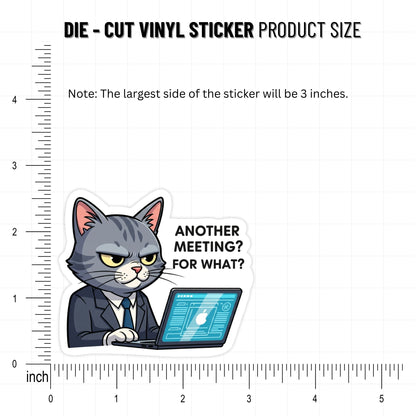 Another Meeting For What Funny Work Sticker Judgmental Cat Decal