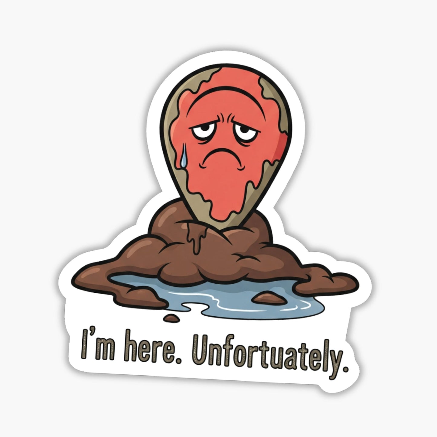 Funny Work Sticker - I’m Here Unfortunately Location Pin Decal