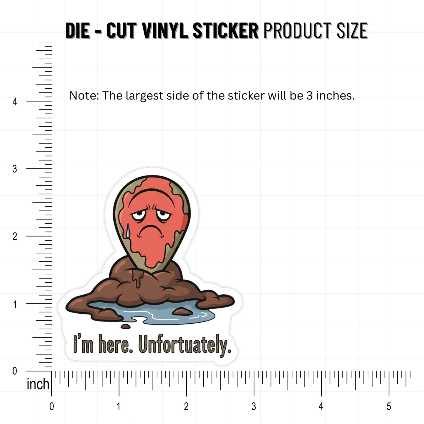 Funny Work Sticker - I’m Here Unfortunately Location Pin Decal