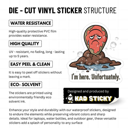 Funny Work Sticker - I’m Here Unfortunately Location Pin Decal