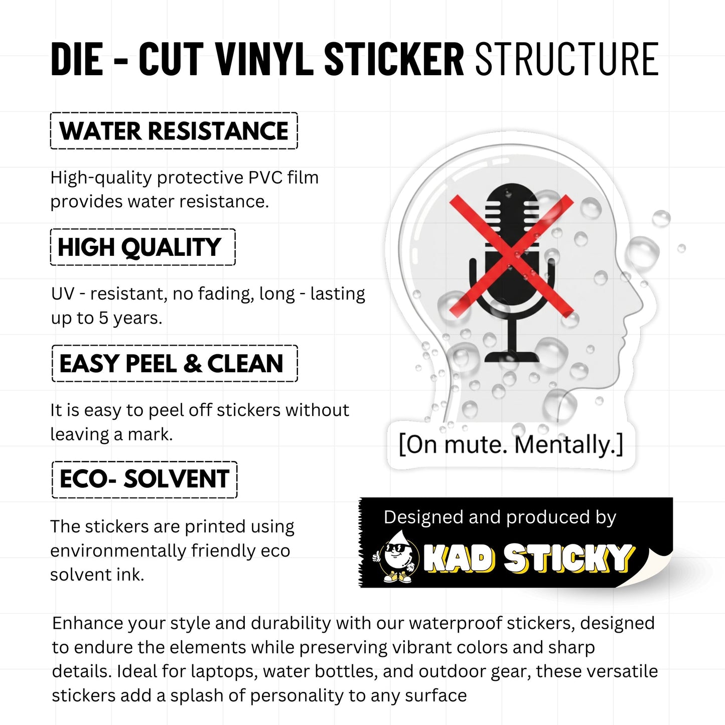 Mentally Muted Sticker - Funny Work Sticker for Office & WFH