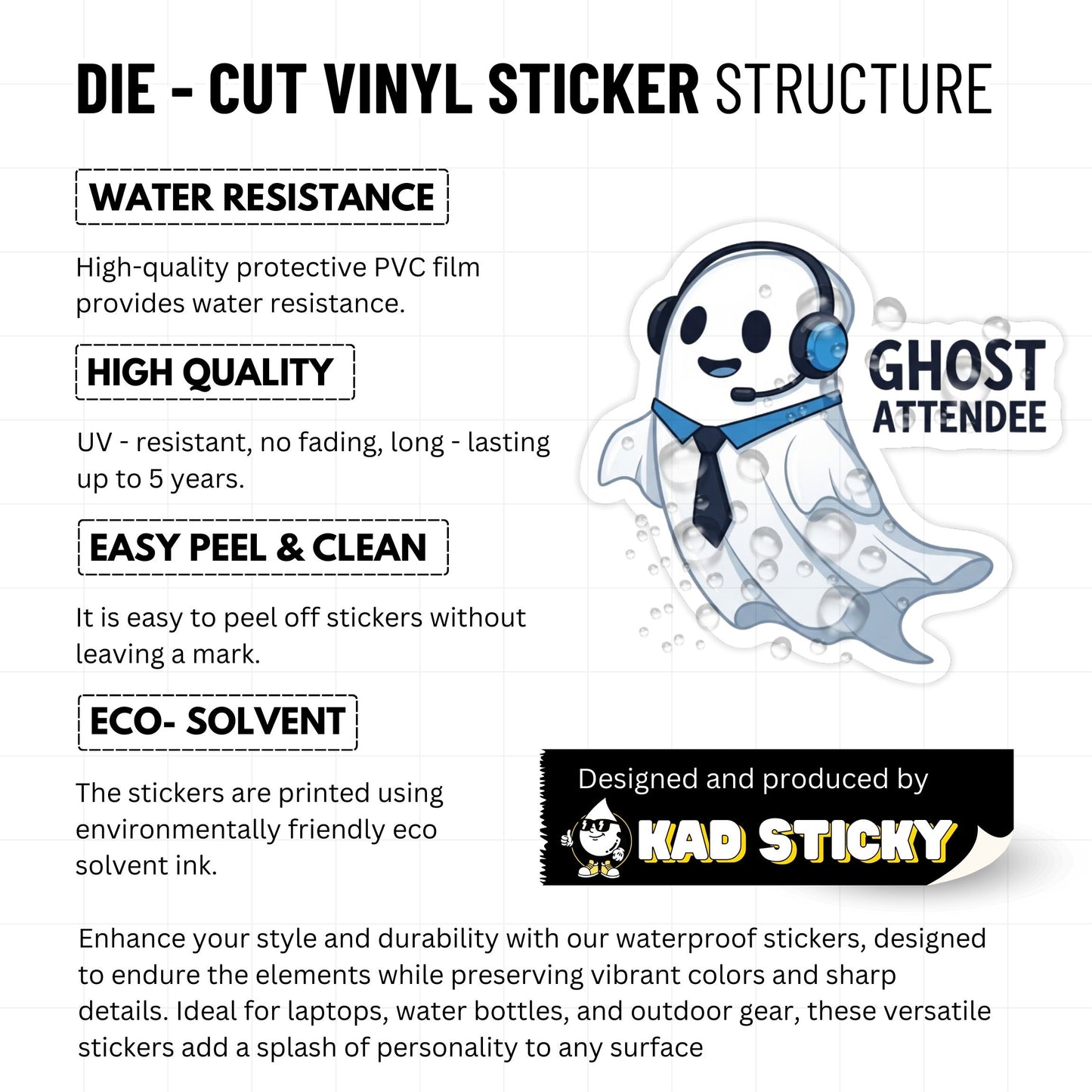 Funny Office Ghost Sticker - Ghost Attendee Corporate Humor