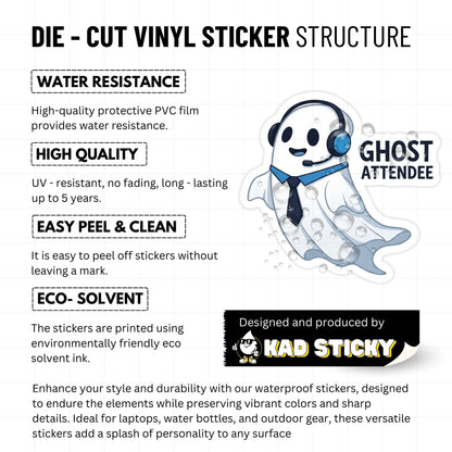 Funny Office Ghost Sticker - Ghost Attendee Corporate Humor