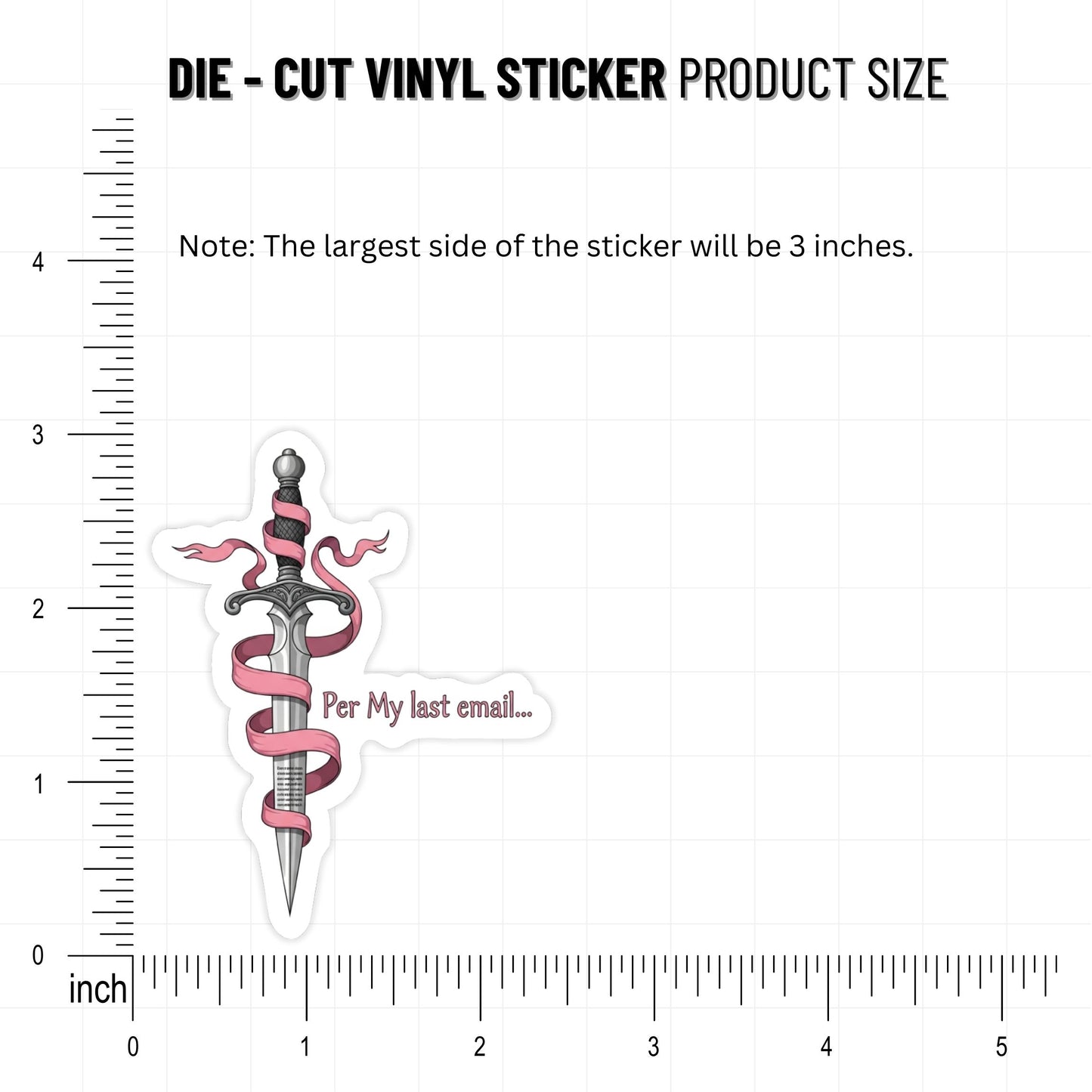 Per My Last Email Sticker - Pink Ribbon Dagger Office Humour