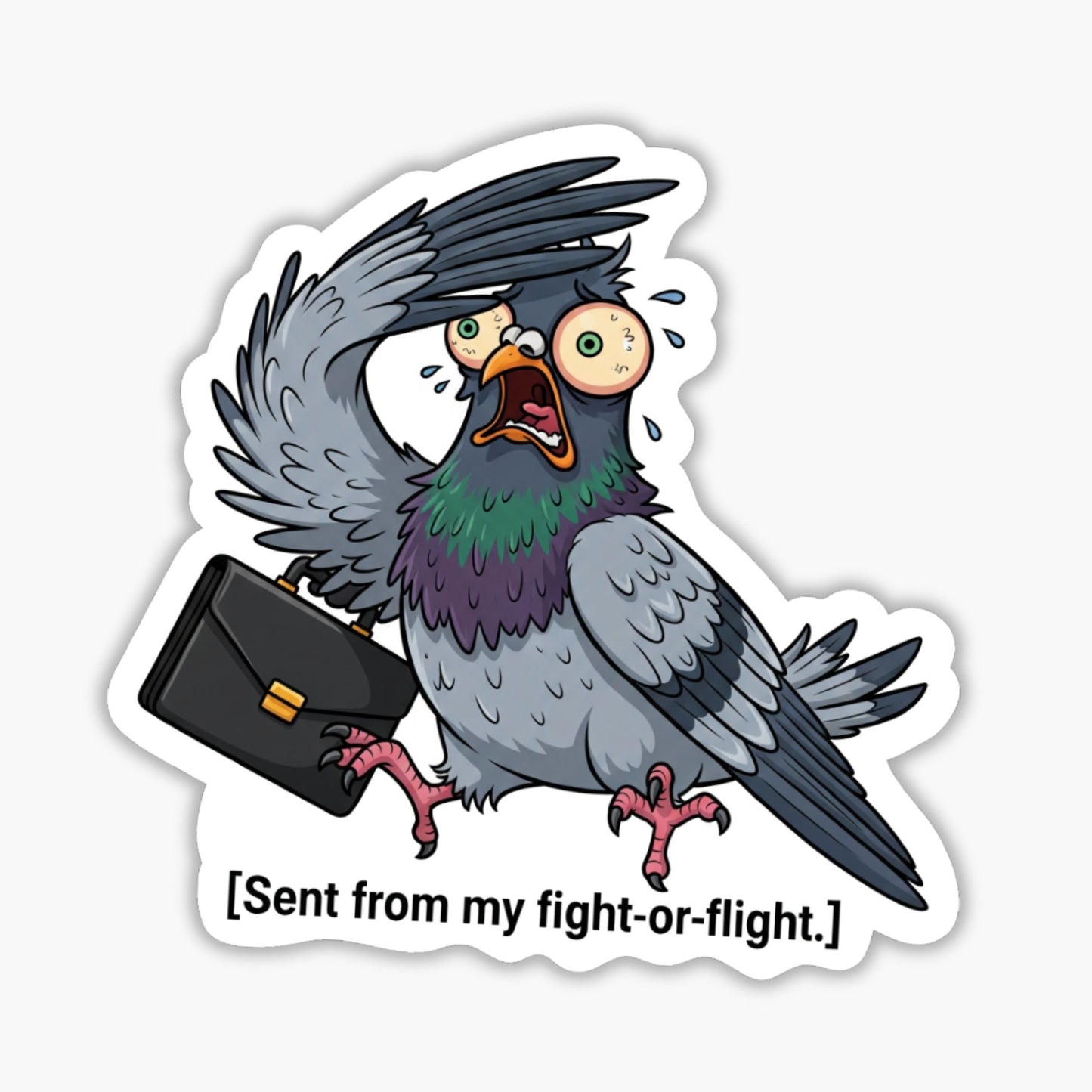 Funny Office Sticker - Sent From My Fight or Flight Pigeon Decal