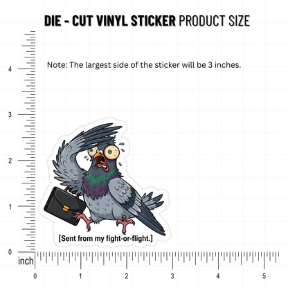 Funny Office Sticker - Sent From My Fight or Flight Pigeon Decal