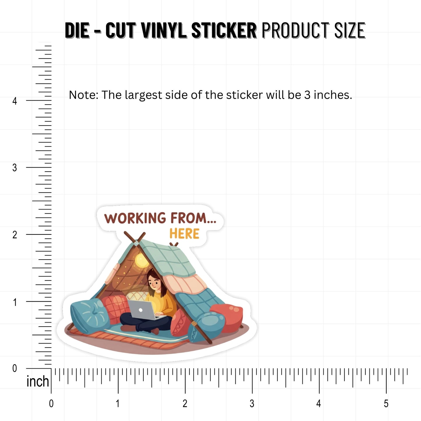 WFH Meme Sticker - Working From Here-ish Cozy Blanket Fort Decal