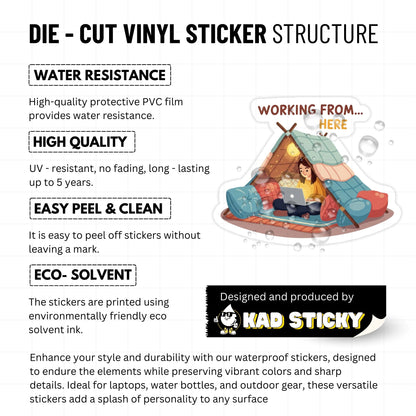 WFH Meme Sticker - Working From Here-ish Cozy Blanket Fort Decal