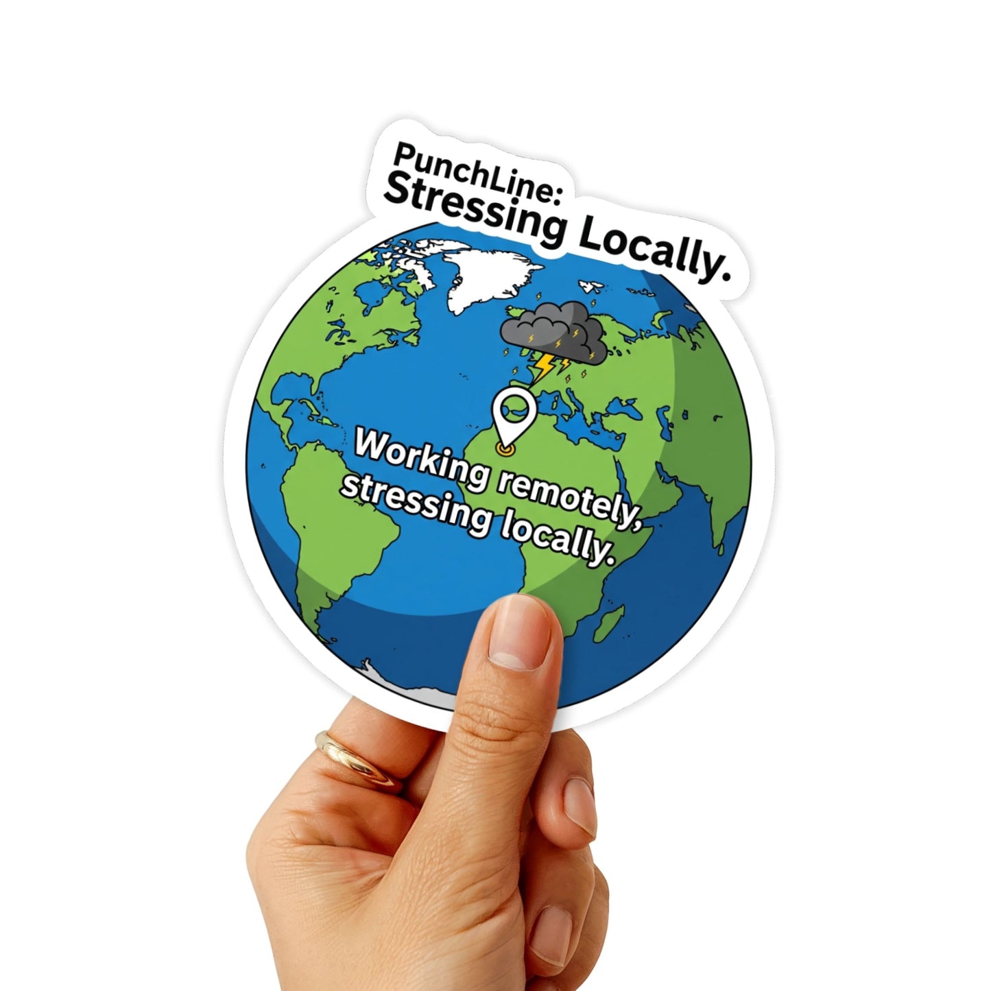 Working Remotely Stressing Locally Sticker - Funny Office Decal