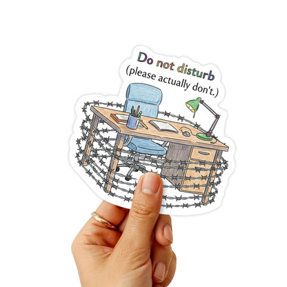 Funny Do Not Disturb Sticker - Actually Don't Barbed Wire Vinyl