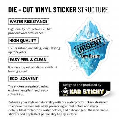 Funny Work Sticker - High Priority Low Desire Iceberg Decal