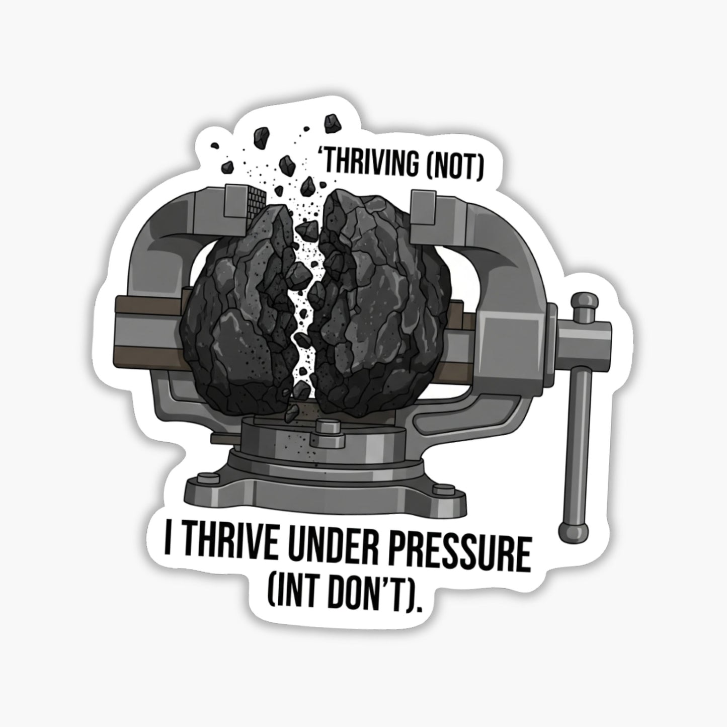 Thriving Under Pressure Sticker - Funny Crumbling Coal Office Decal