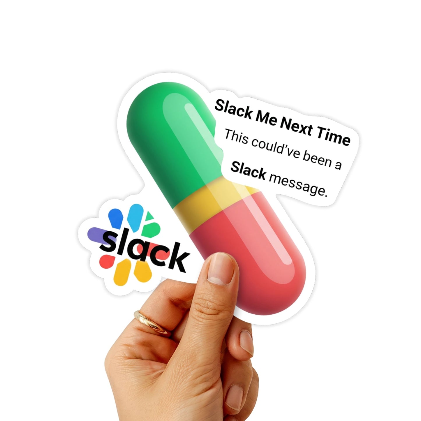 Funny Office Sticker - Slack Message Antidote Pill Vinyl Decal