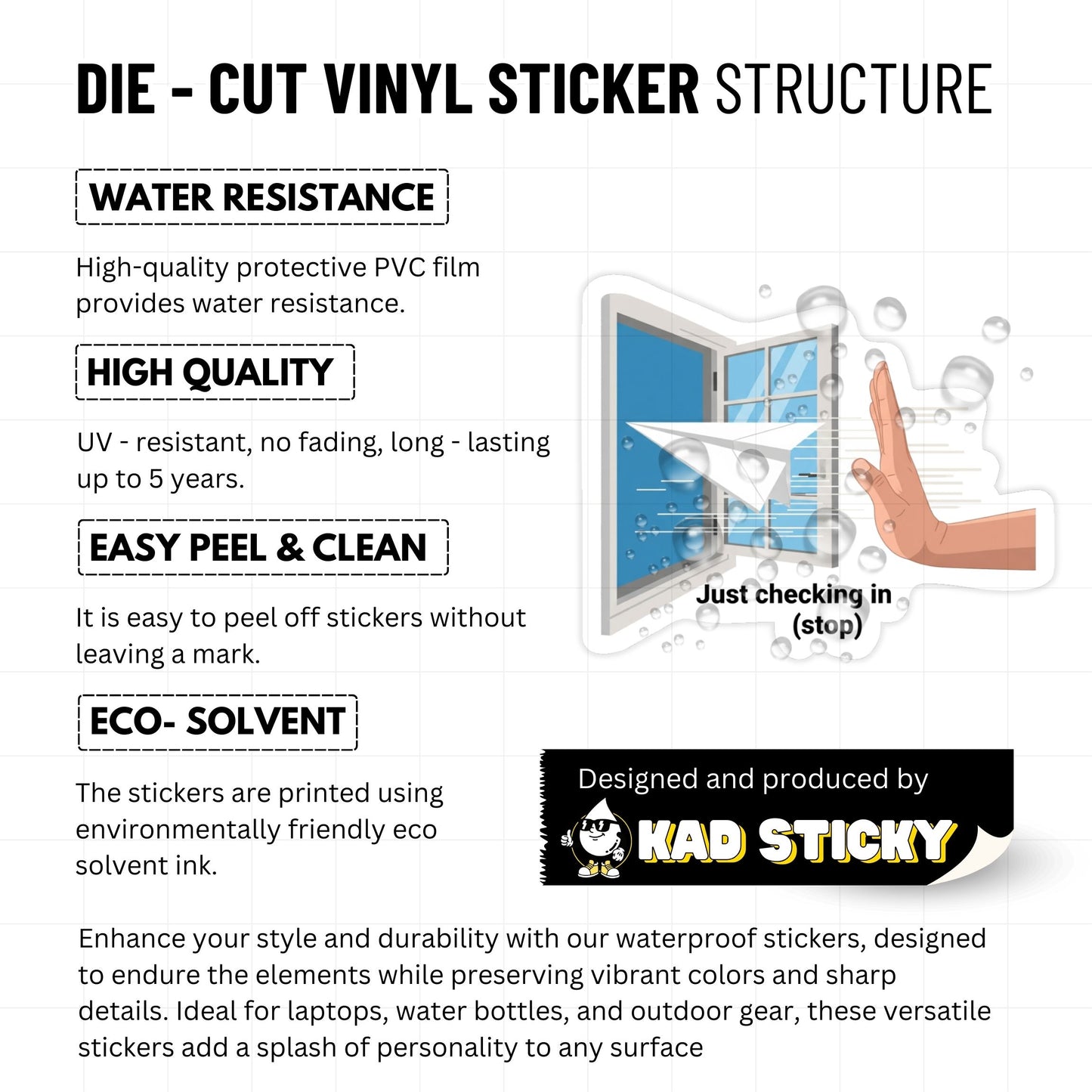 Stop Checking In Funny Office Sticker - Paper Airplane Laptop Decal