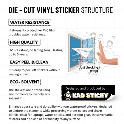 Stop Checking In Funny Office Sticker - Paper Airplane Laptop Decal