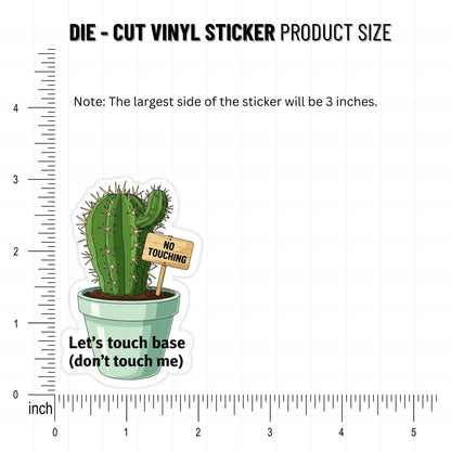 Funny Corporate Sticker - Let's Touch Base Cactus Office Humor