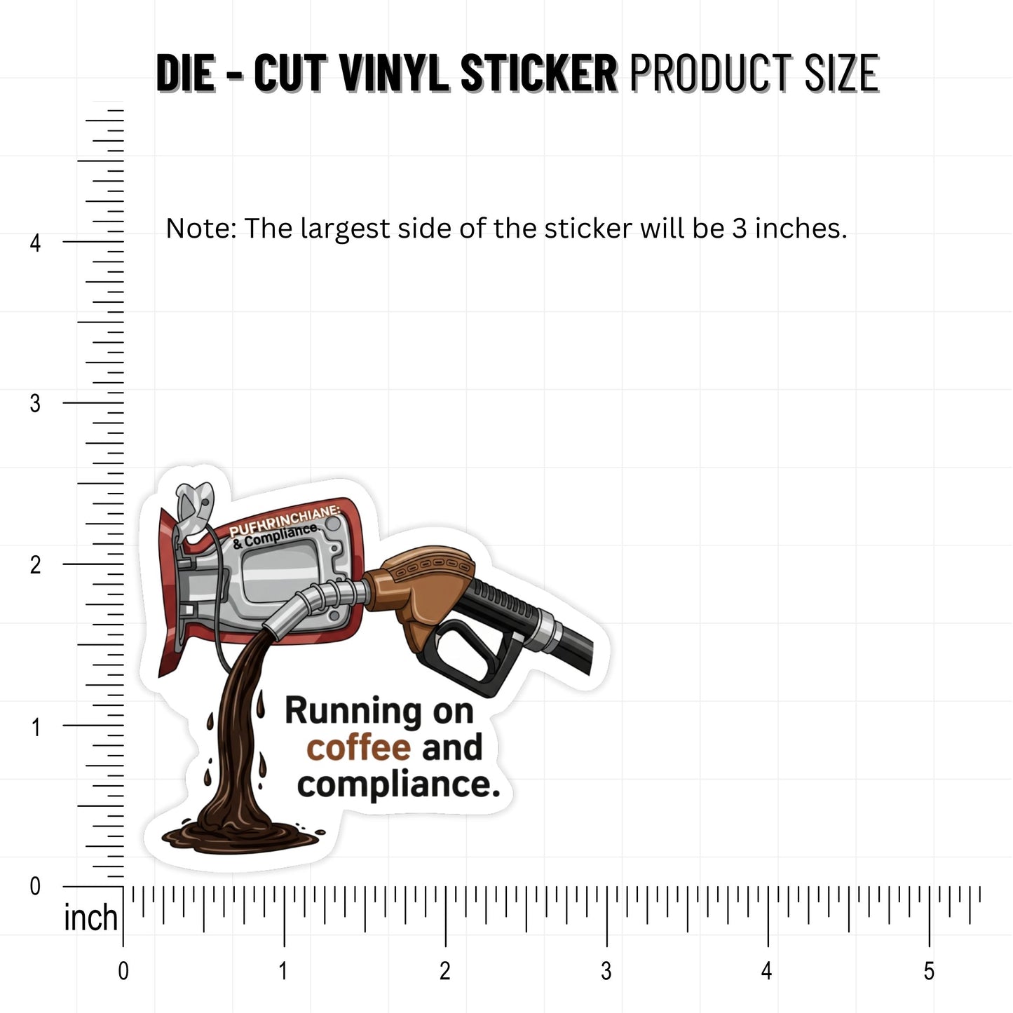 Funny Office Sticker - Running on Coffee and Compliance Vinyl