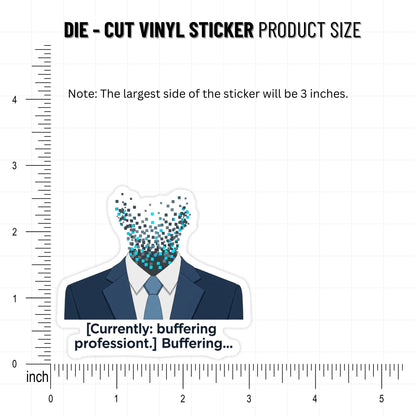 Funny Office Sticker - Currently Buffering Professionalism Pixel Art