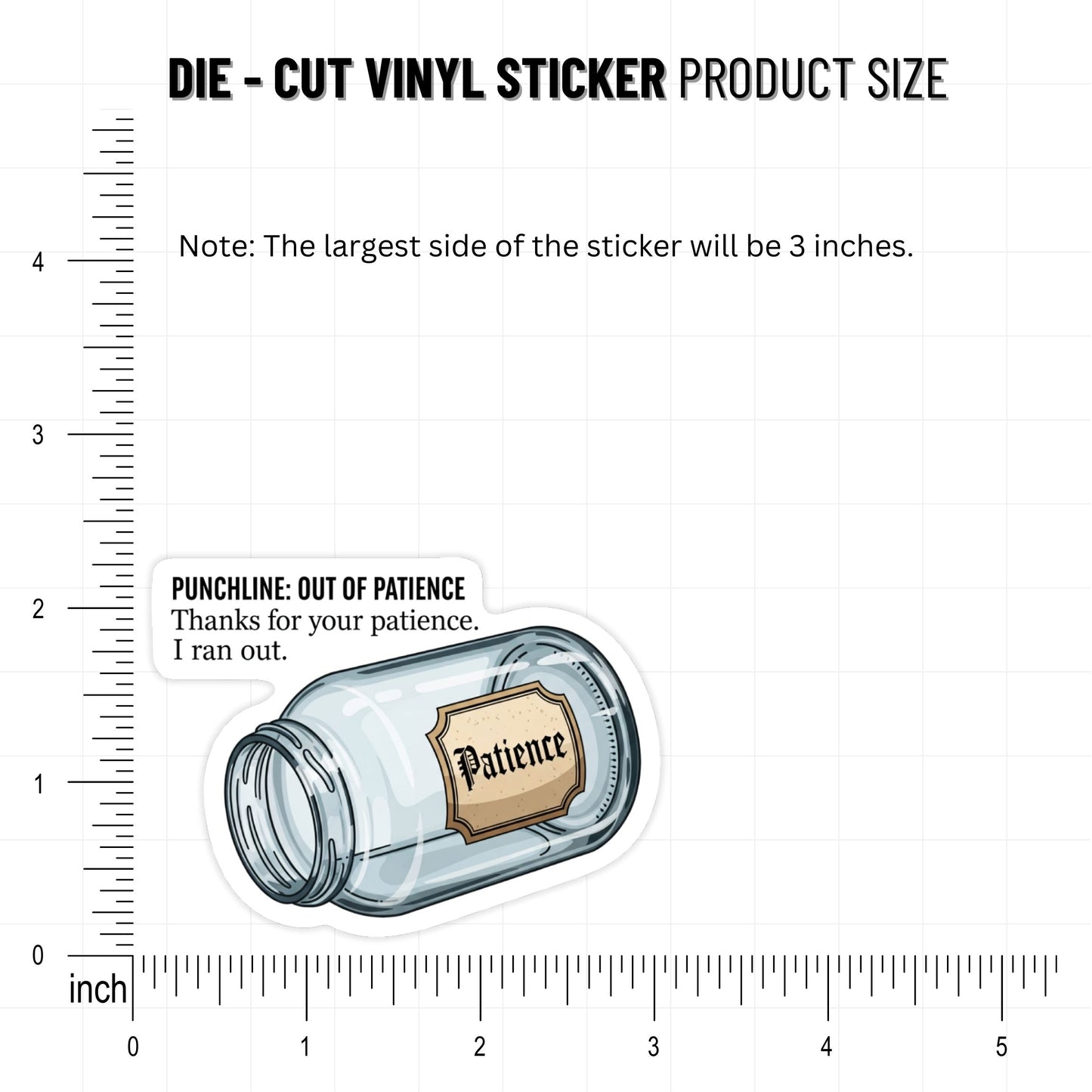 Funny Office Sticker - Out of Patience Jar Work Decal