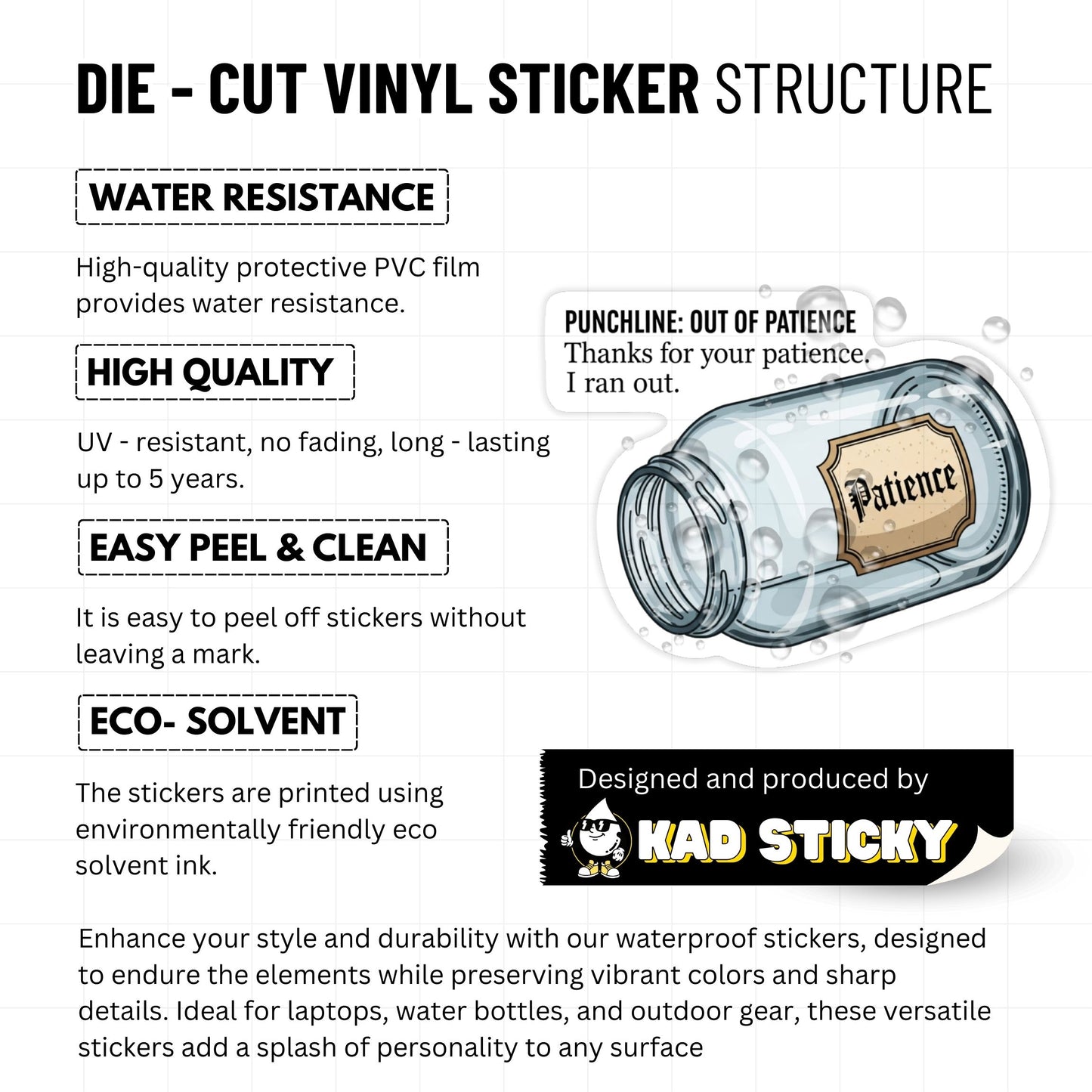 Funny Office Sticker - Out of Patience Jar Work Decal