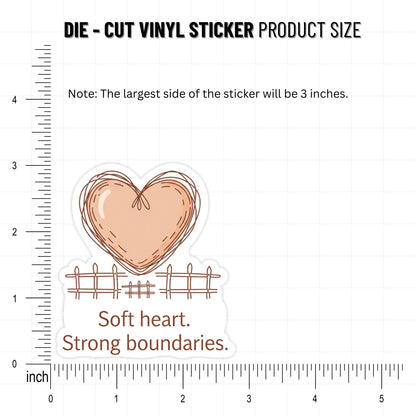 Soft Heart Strong Boundaries Sticker - Protect Your Peace Vinyl Decal